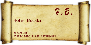 Hohn Bolda névjegykártya